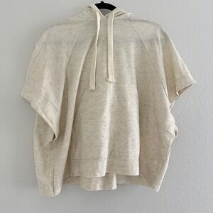 Osklen Hoodie Womens Small Beige Heather Recycled PET Short Sleeve Pullover‎